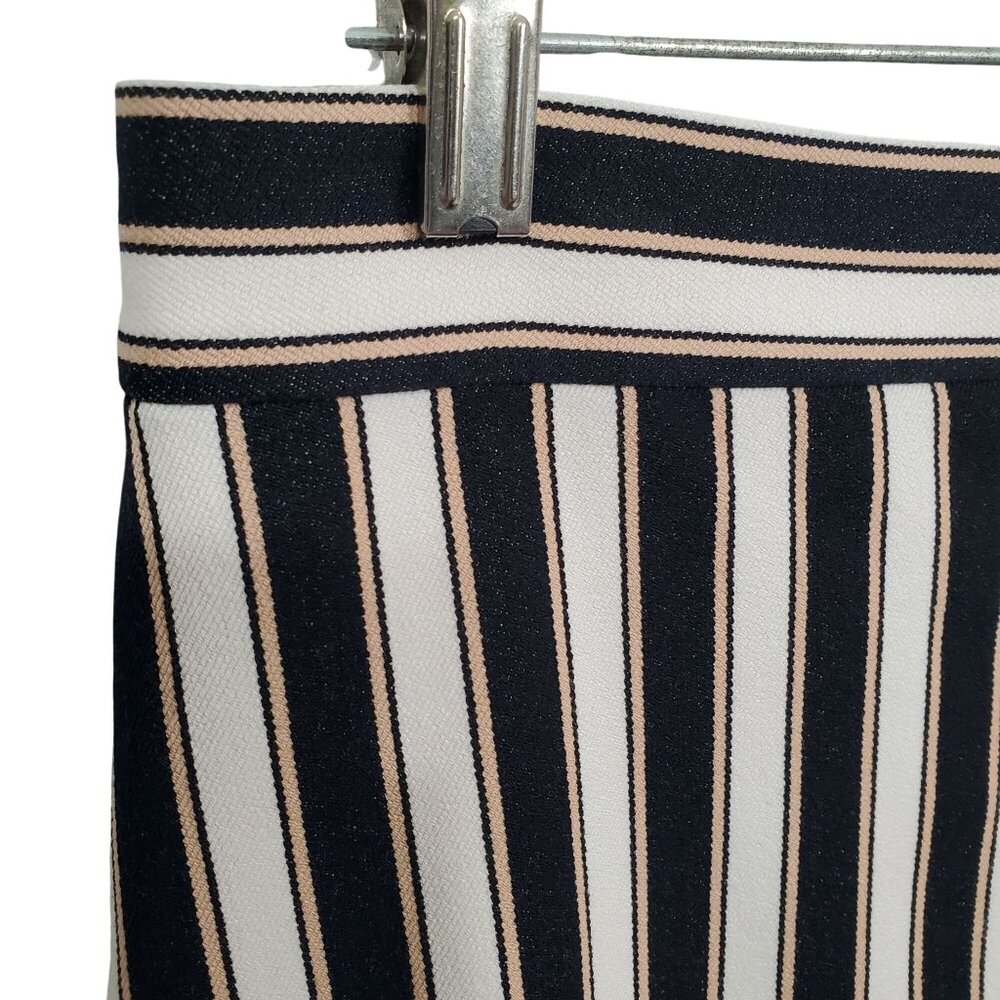 Ann Taylor Size 12 Skirt Stripe Knee Stretch Flounce Hem Nautical Preppy Refined - Picture 6 of 8